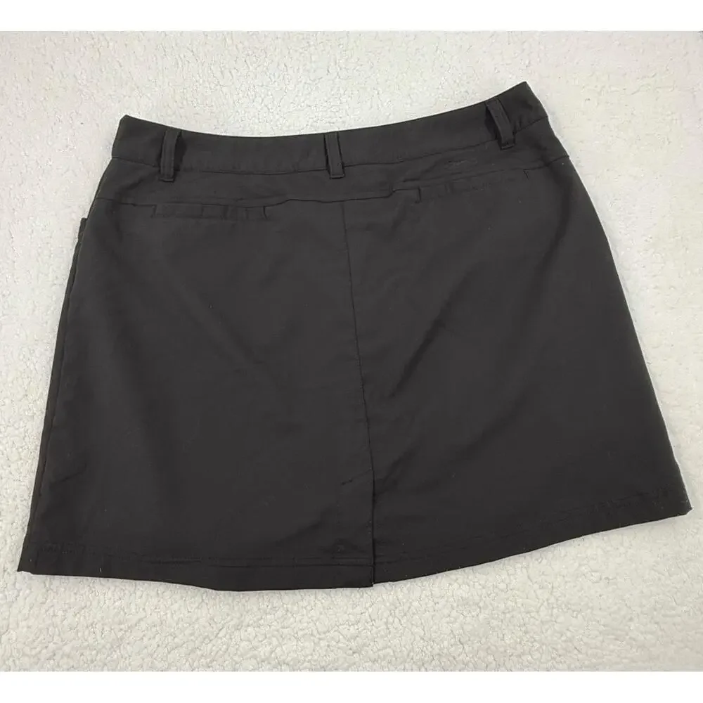 Slazenger Black Belt Loops Front Button Closure Pocket Aline Skirt Skort Size 12